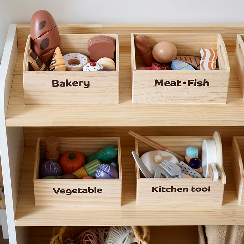 Export Nordic children's simulation food solid wood toys kitchen kitchenware magnet fruit and vegetable cutting toys