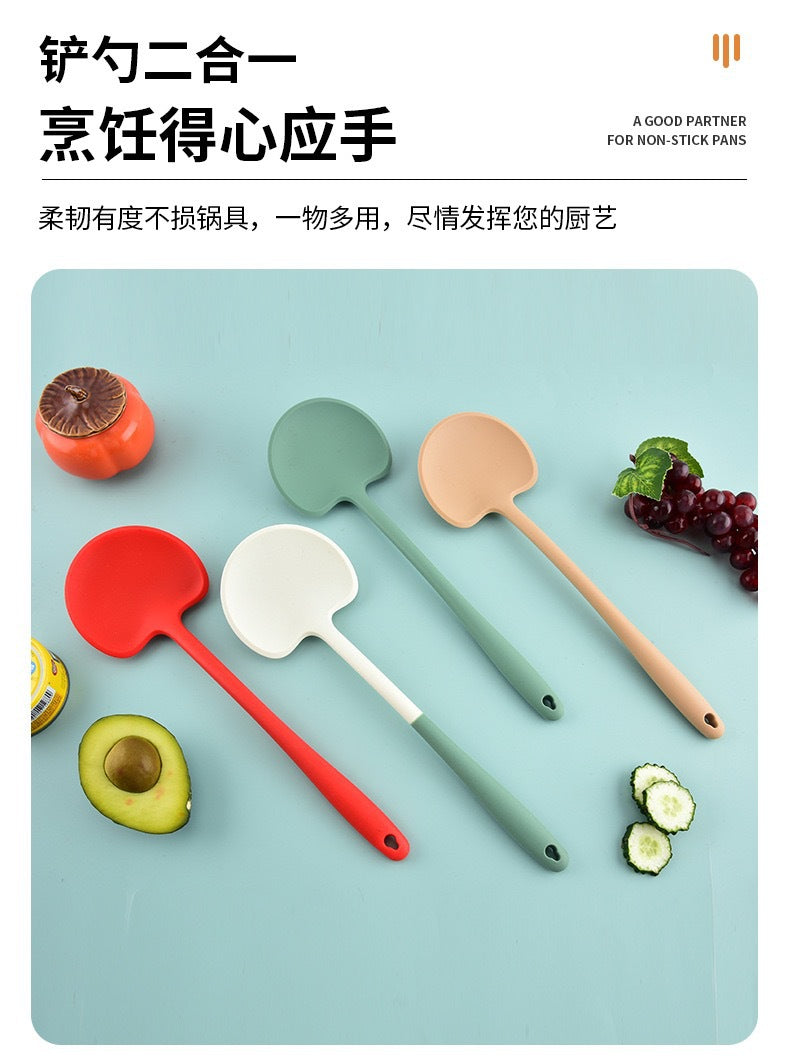 New Silicone Spatula for Home Use, Non-Stick, High-Temperature Resistant Kitchen Utensil, Soup Spoon, Mushroom Stir-Fry Spatula, Frying Spoon, Kitchen Tool