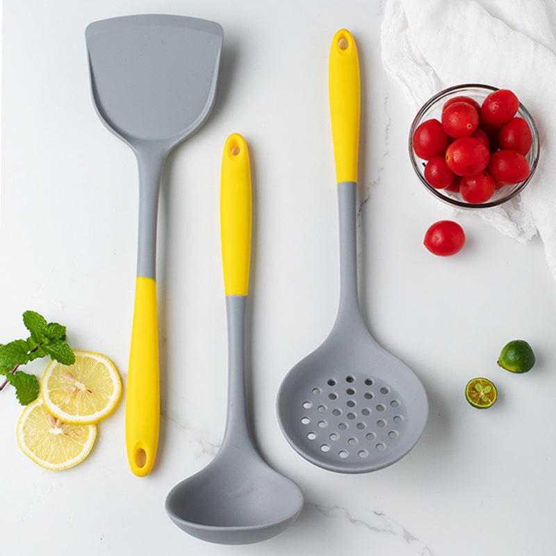 In-Stock Two-Color Silicone Kitchen Utensils, Kitchen Supplies That Won'T Damage Pots, Easy to Clean, Strainer, Soup Spoon, Spatula Set, Non-Stick Pan