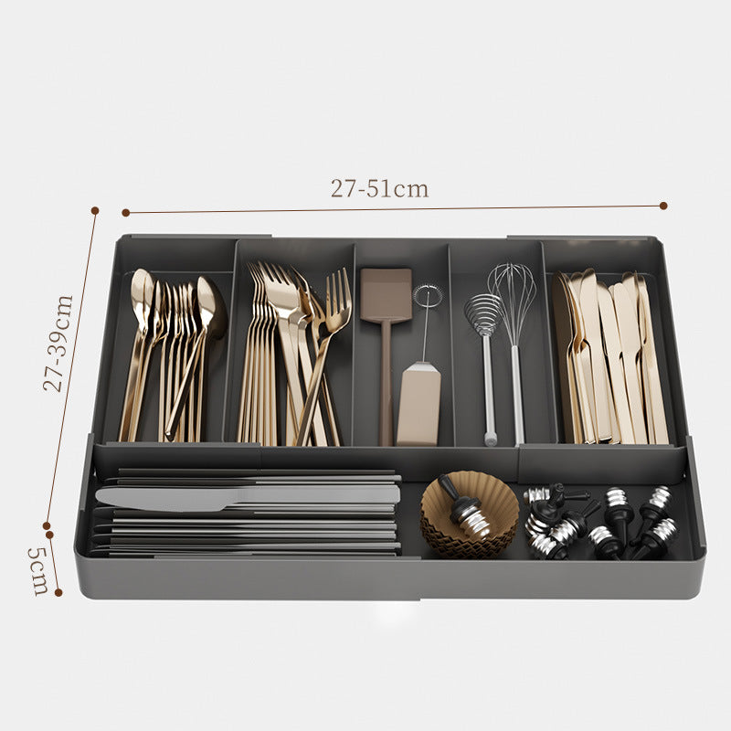 Kitchen Drawer Partition Tableware Storage Box Knife and Fork Chopsticks Storage Rack Kitchenware Storage Household Cabinet Built-in Partition