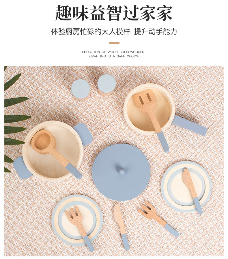 Cross-border New Products Wooden Children's Play-house Simulation Kitchen Toy Set Cooking Rice Cooking Kindergarten Interactive Toys