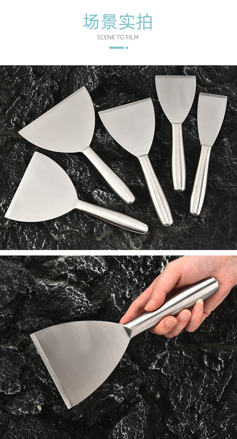 in stock Kitchen Japanese Cuisine Shovel Fried Steak Steak Grilled Shovel Stainless Steel Hollow Handle Pot Shovel Fried Teppanyaki Shovel