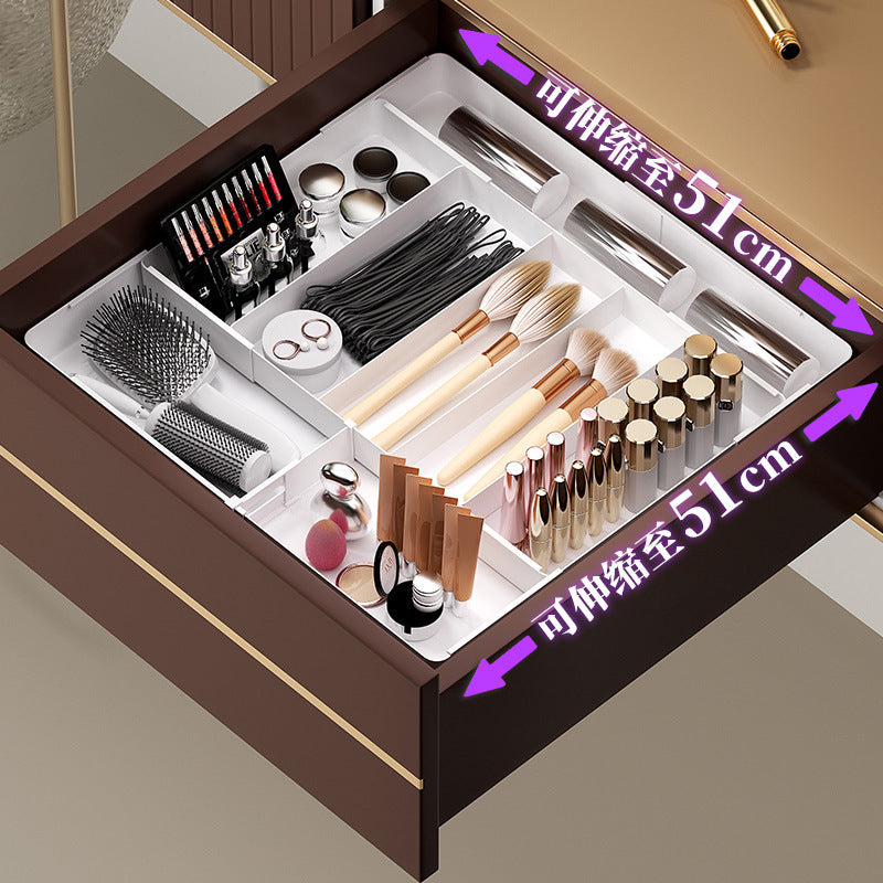 Drawer Storage Box Retractable Cosmetics Sundries Sorting Box Cabinet Partitioned Box Kitchen Tableware Desktop