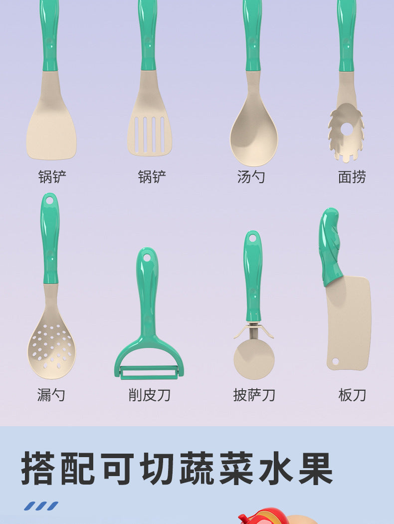 Cross-border simulation kitchenette cooking kitchenware suit fruit cutting music girls play house toys induction cooker cooking