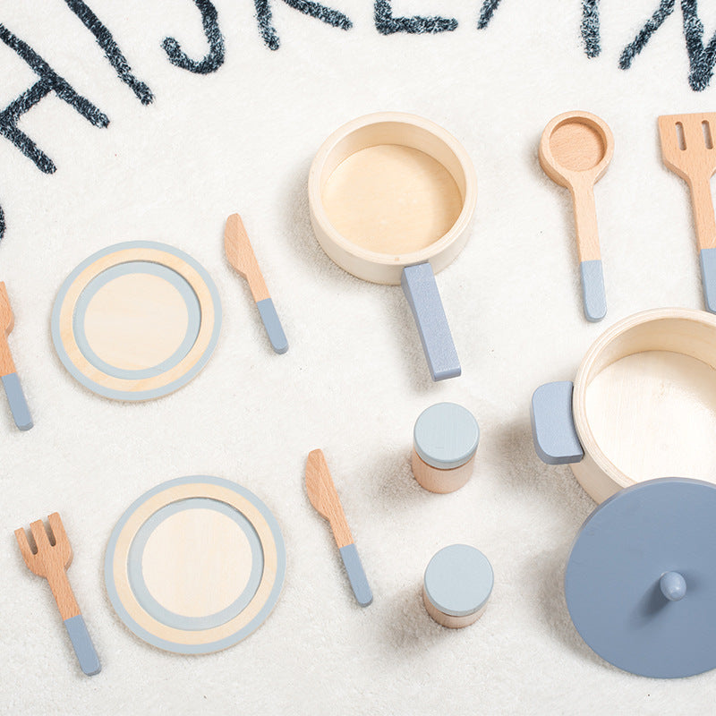 Cross-border New Products Wooden Children's Play-house Simulation Kitchen Toy Set Cooking Rice Cooking Kindergarten Interactive Toys