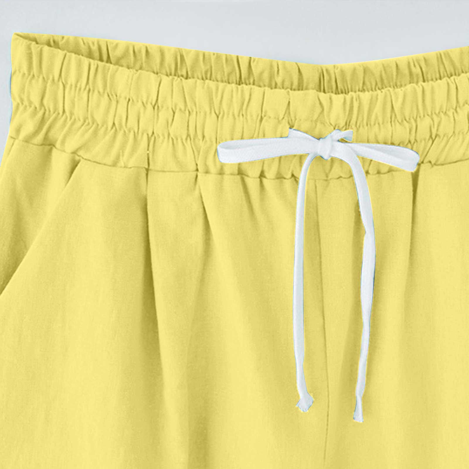 Cross-border European and American women's clothing Amazon independent station women's cotton and linen solid color pocket tether cropped pants casual pants in stock