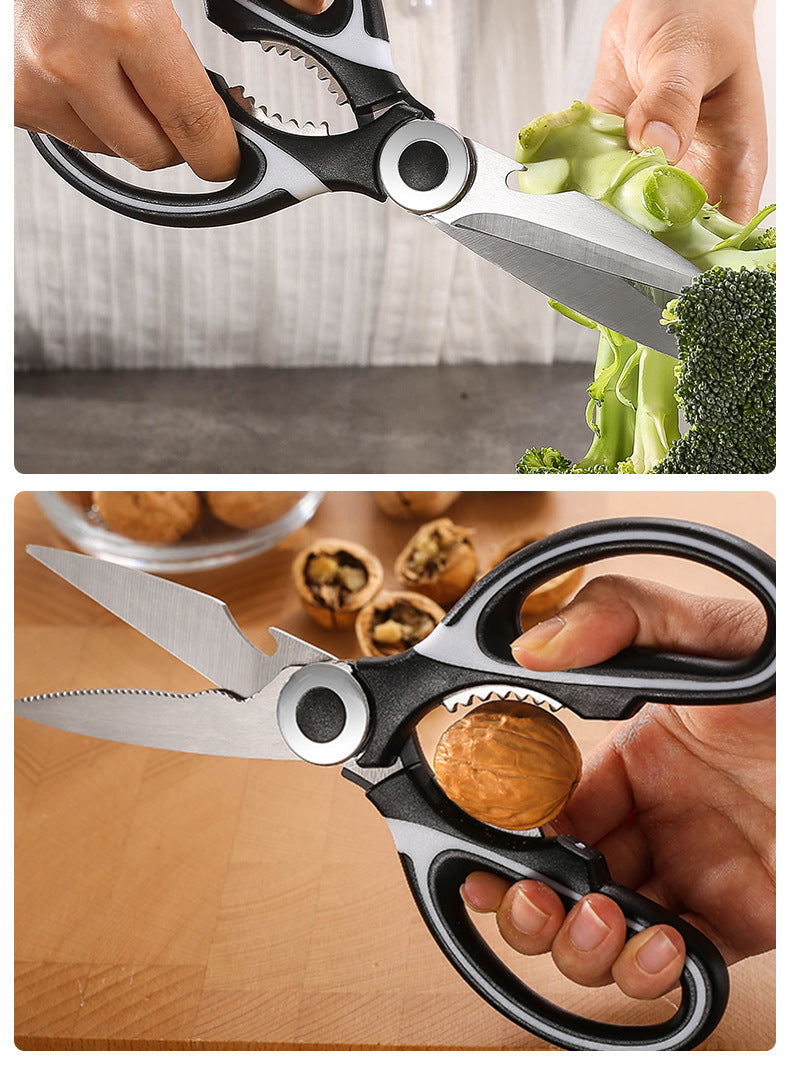 Multi-functional kitchen scissors household fish cutting vegetables roast meat chicken duck bones large stainless steel kitchen scissors wholesale