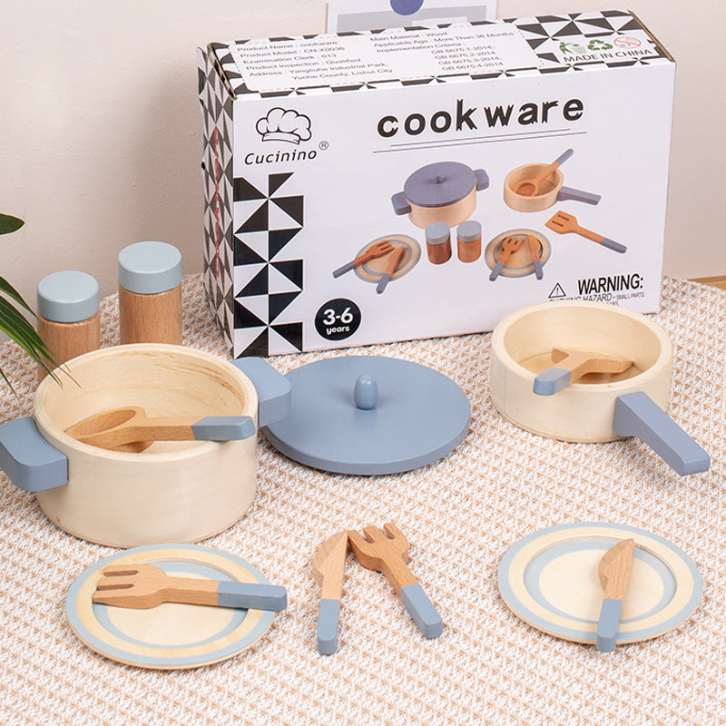 Cross-border New Products Wooden Children's Play-house Simulation Kitchen Toy Set Cooking Rice Cooking Kindergarten Interactive Toys