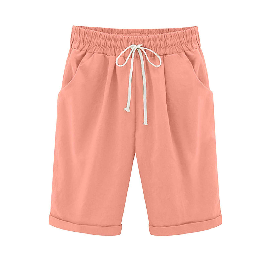 Cross-border European and American women's clothing Amazon independent station women's cotton and linen solid color pocket tether cropped pants casual pants in stock