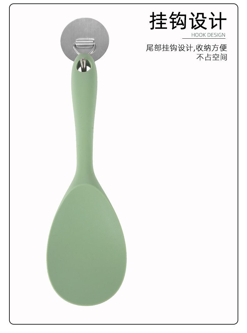 Acura Green Silicone Kitchenware Non-stick Cookware with Spade and Spoon Set Easy to Clean Kitchen Silicone Heat-resistant Kitchenware Five-piece Set