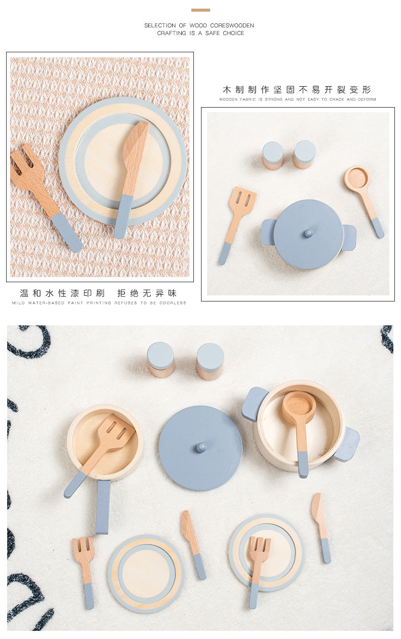 Cross-border New Products Wooden Children's Play-house Simulation Kitchen Toy Set Cooking Rice Cooking Kindergarten Interactive Toys