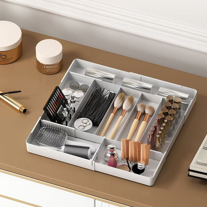 Drawer Storage Box Retractable Cosmetics Sundries Sorting Box Cabinet Partitioned Box Kitchen Tableware Desktop