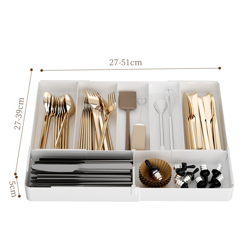 Kitchen Drawer Partition Tableware Storage Box Knife and Fork Chopsticks Storage Rack Kitchenware Storage Household Cabinet Built-in Partition