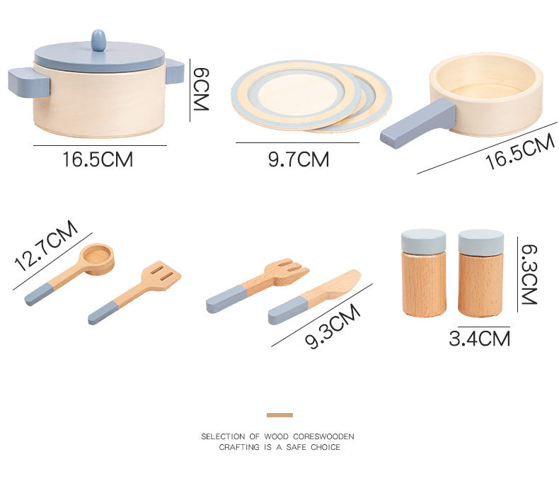 Cross-border New Products Wooden Children's Play-house Simulation Kitchen Toy Set Cooking Rice Cooking Kindergarten Interactive Toys