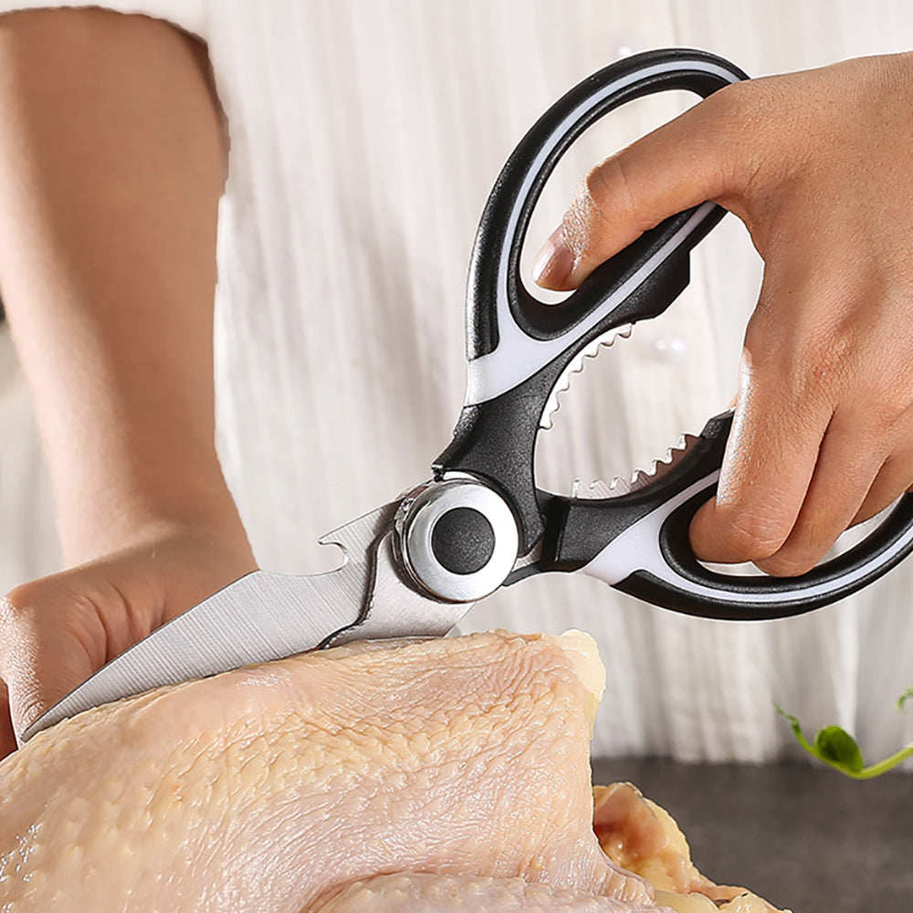 Multi-functional kitchen scissors household fish cutting vegetables roast meat chicken duck bones large stainless steel kitchen scissors wholesale