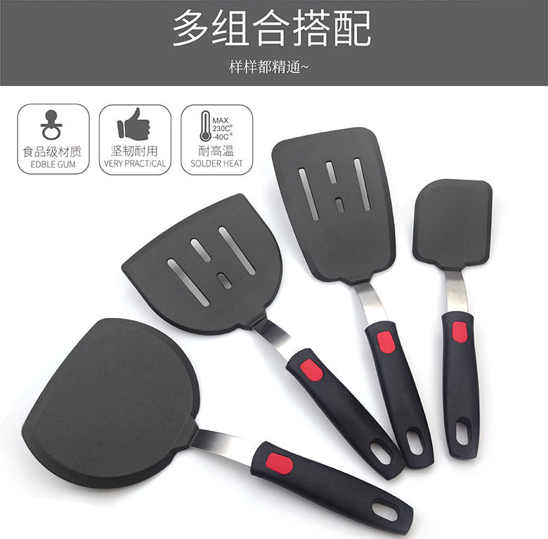 Cross-Border Silicone Cooking Utensils Non-Stick Pan Silicone Spatula Teppanyaki Cooking Spatula Pancake Tamagoyaki Spatula Leaking Spatula