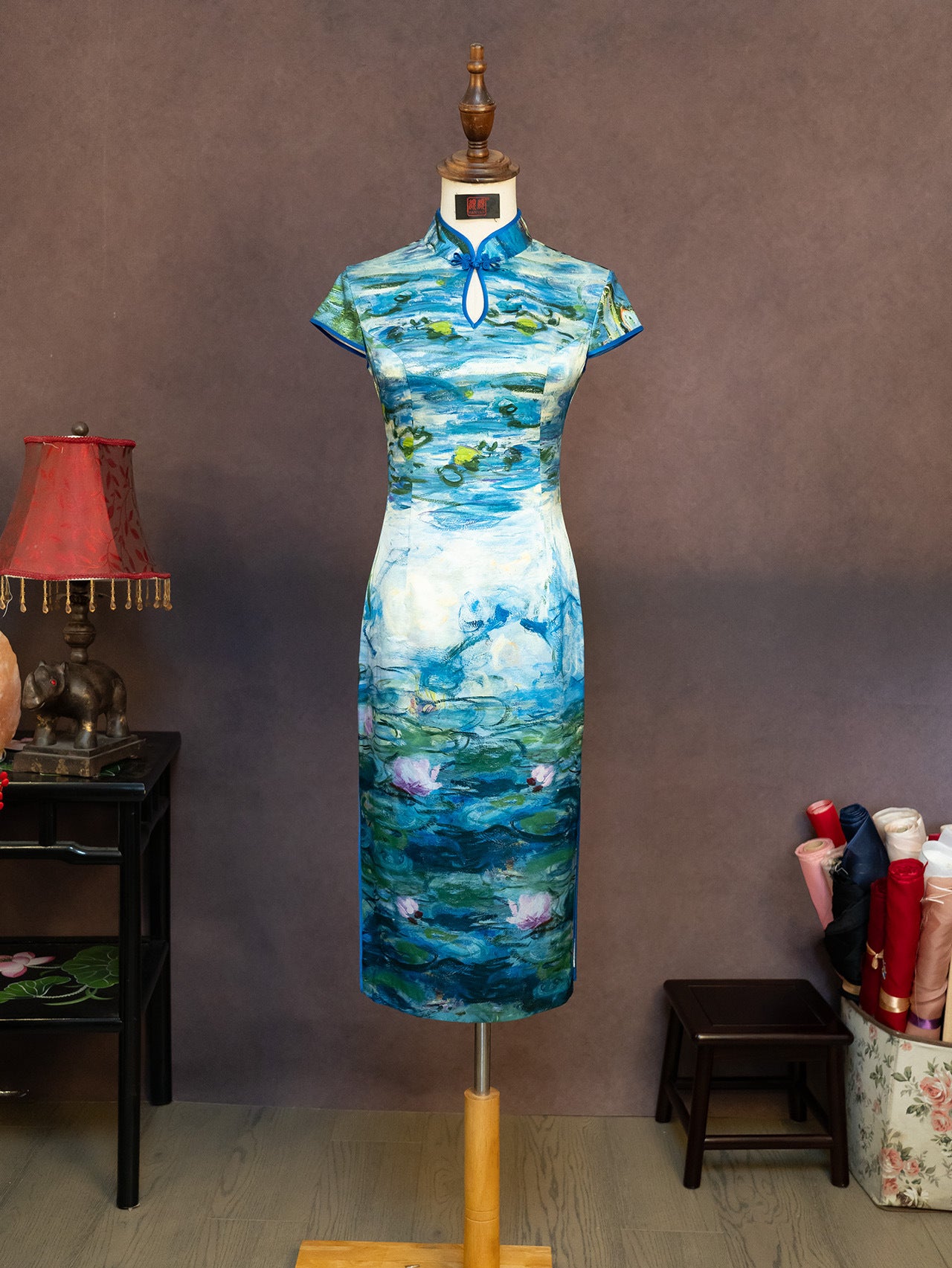 Hand-Painted Original Silk Cheongsam by Yan Yan, Sleeping Beauty Cheongsam, Elegant Silk Cheongsam, Personalized Customization