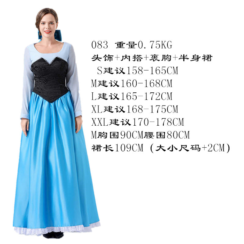 Halloween Adult Fairy Tale Cinderella Cinderella Long Dress Sleeping Beauty Le Pei Long Hair Princess Dress Stage Performance Costume