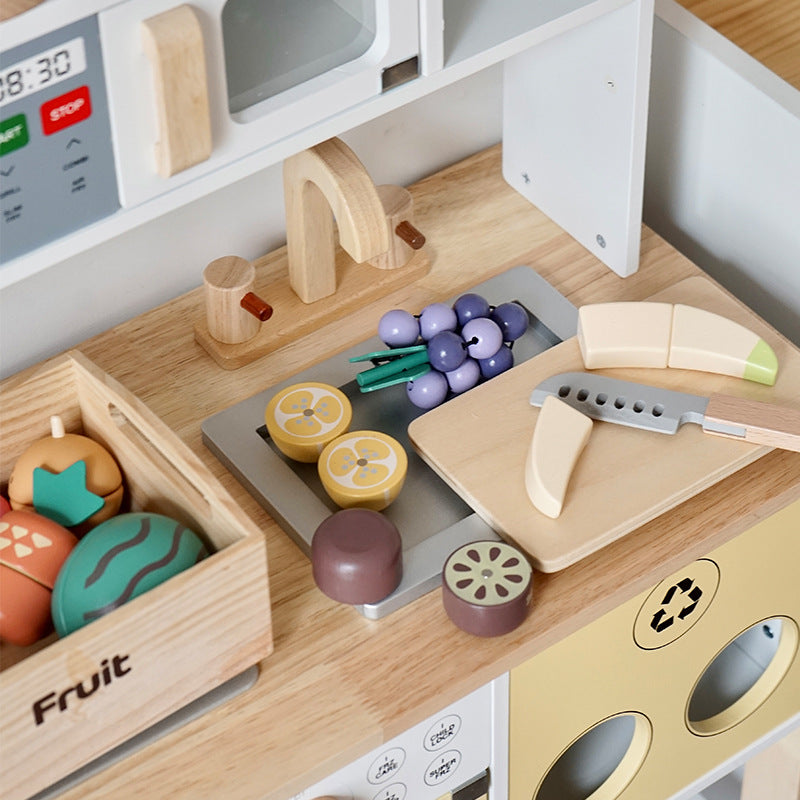 Export Nordic children's simulation food solid wood toys kitchen kitchenware magnet fruit and vegetable cutting toys