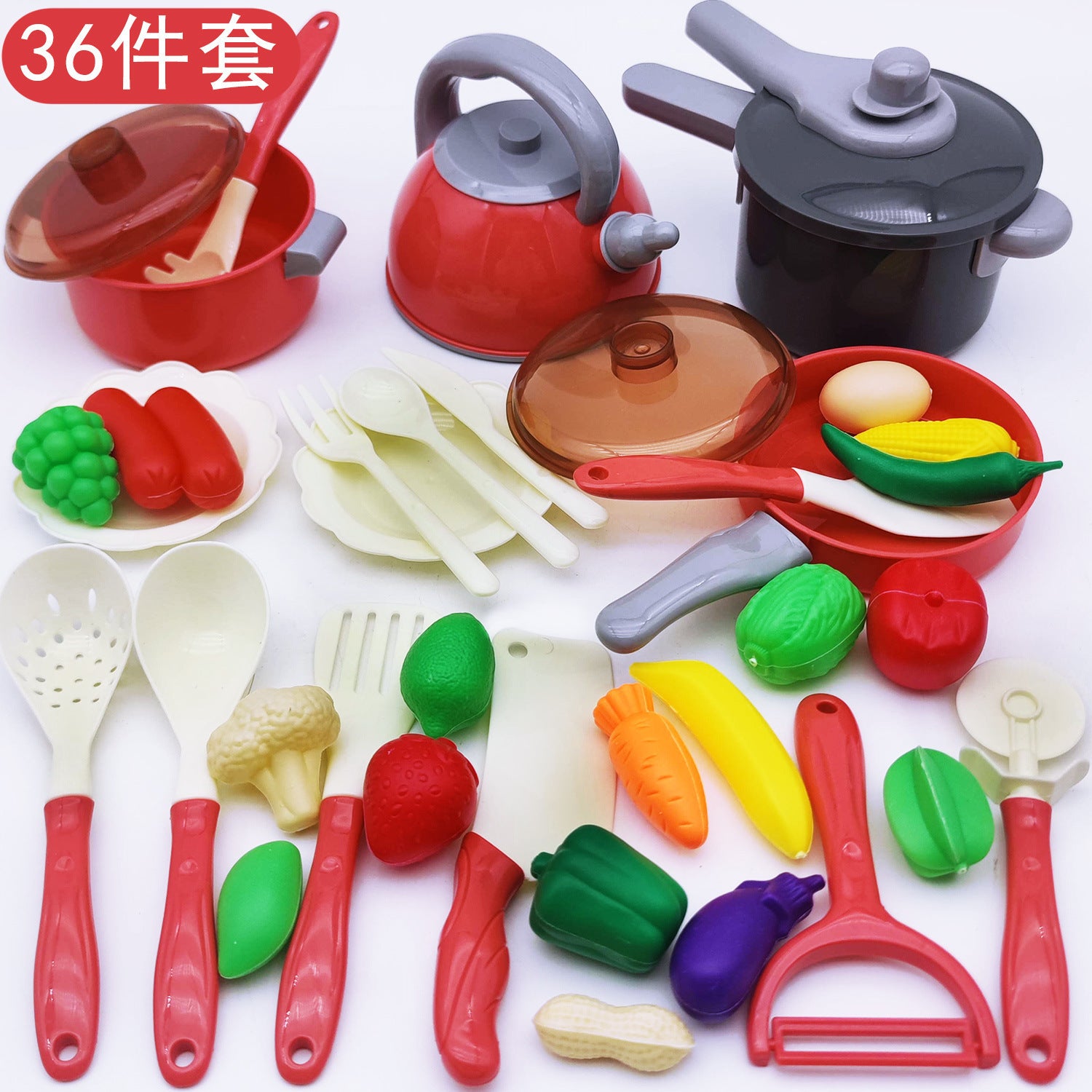 [Cross-border Exclusive] Simulation Kitchenette Cooking Kitchenware suit Fruit Chicing Music Cooking Induction Cooker to play house