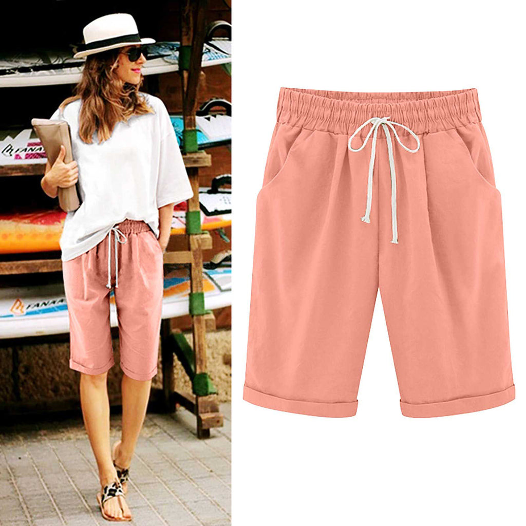 Cross-border European and American women's clothing Amazon independent station women's cotton and linen solid color pocket tether cropped pants casual pants in stock