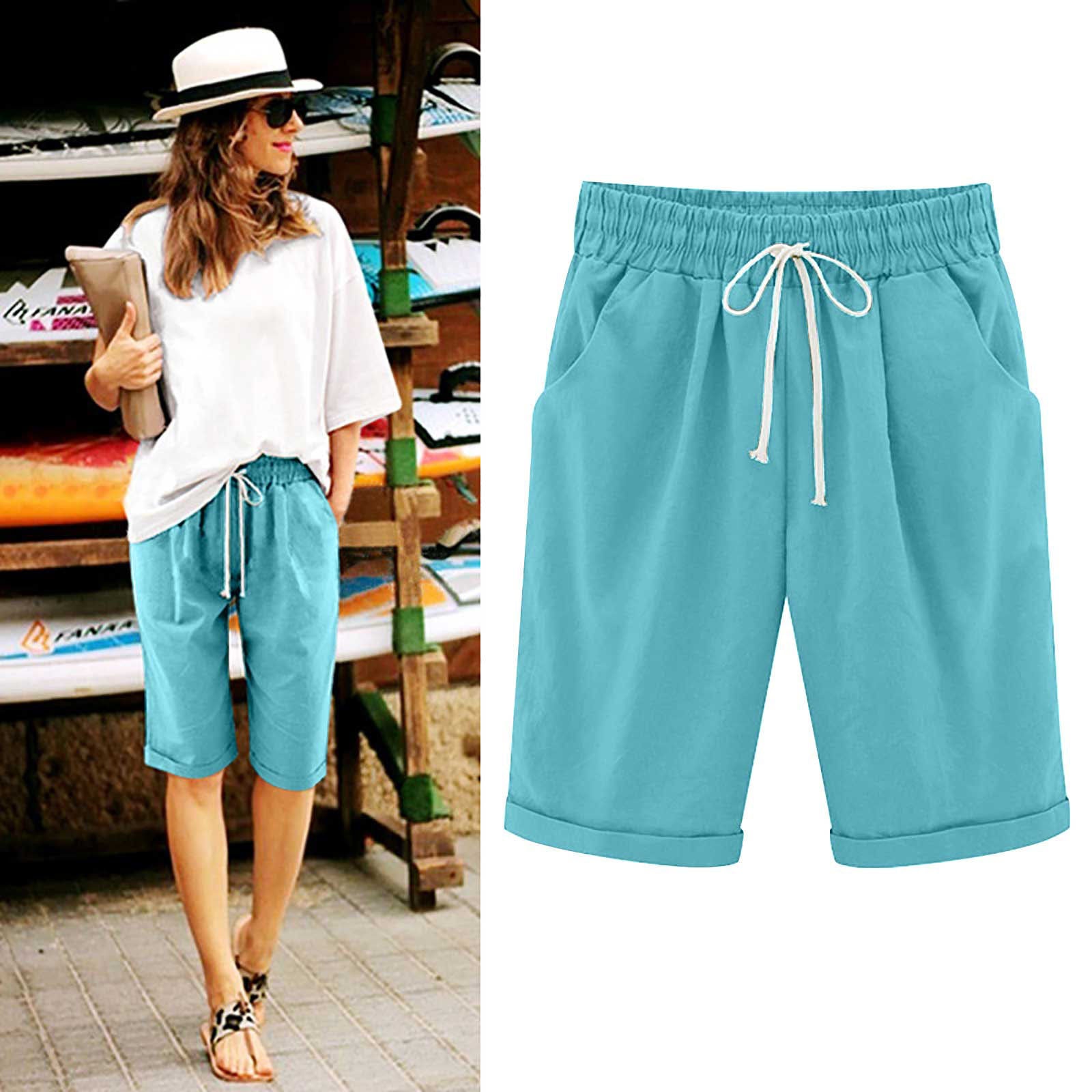 Cross-border European and American women's clothing Amazon independent station women's cotton and linen solid color pocket tether cropped pants casual pants in stock