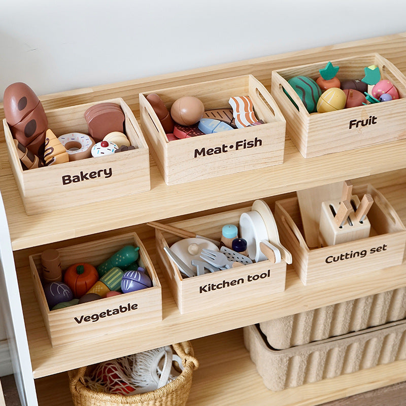 Export Nordic children's simulation food solid wood toys kitchen kitchenware magnet fruit and vegetable cutting toys