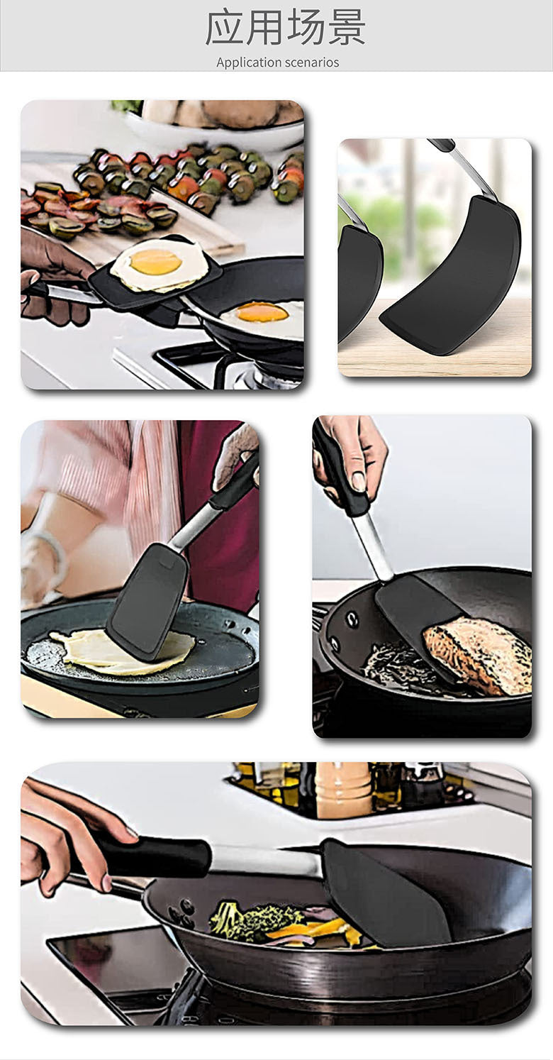 Cross-Border Silicone Cooking Utensils Non-Stick Pan Silicone Spatula Teppanyaki Cooking Spatula Pancake Tamagoyaki Spatula Leaking Spatula
