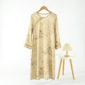 Chinese Style National Style Nightdress Women's Long Sleeve Spring and Summer Thin Bamboo Cotton Double Gauze Pajamas Bamboo Fiber Loose Home Dress