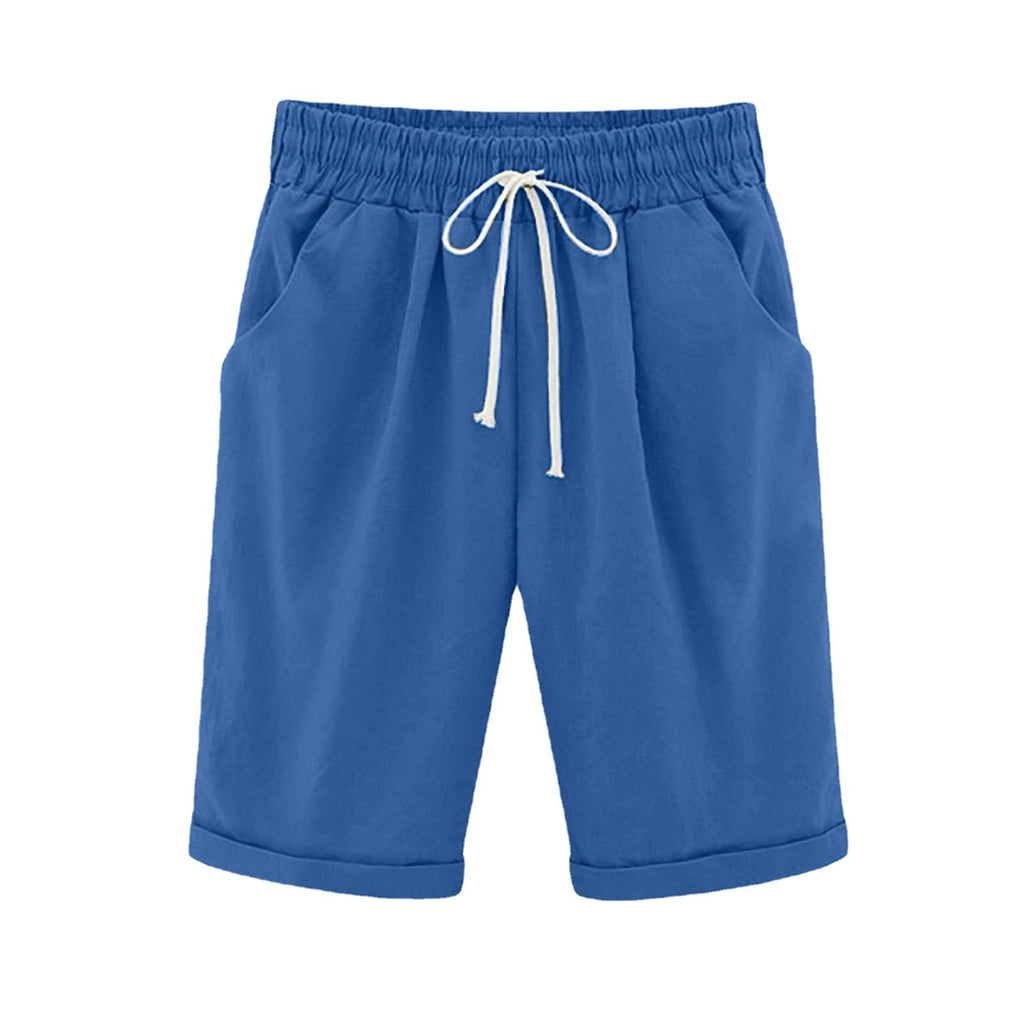 Cross-border European and American women's clothing Amazon independent station women's cotton and linen solid color pocket tether cropped pants casual pants in stock