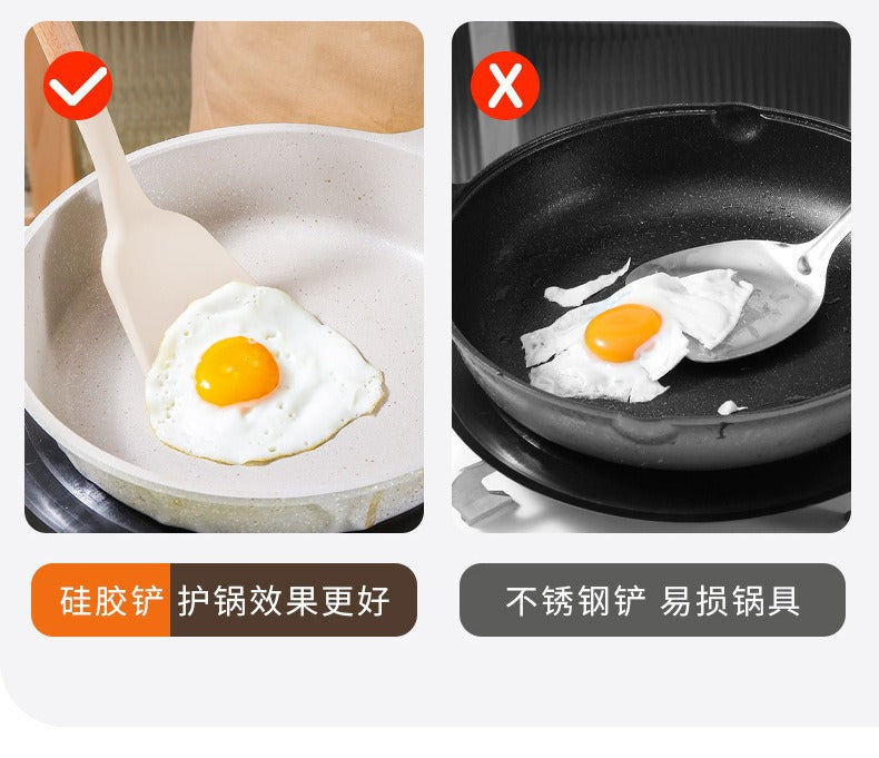 Wooden Handle Silicone Kitchen Utensils Household High Temperature Resistant Spatula Soup Spoon Non-Stick Pan Special Cooking Spatula Spatula Set