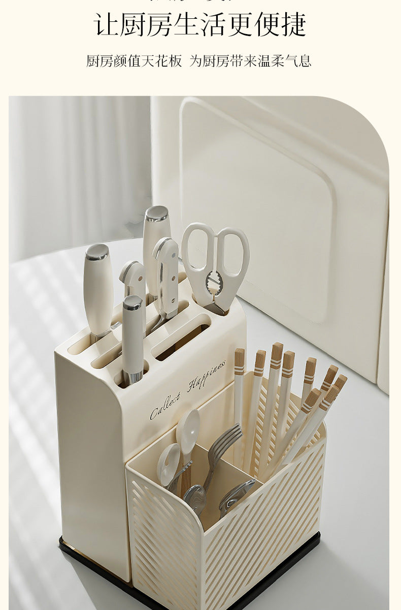 Household Knife and Chopsticks Two-In-One Chopstick Cage Multi-Functional Easy-To-Clean Chopstick Barrel Cut Out Drain Chopstick Box Kitchen Storage Rack