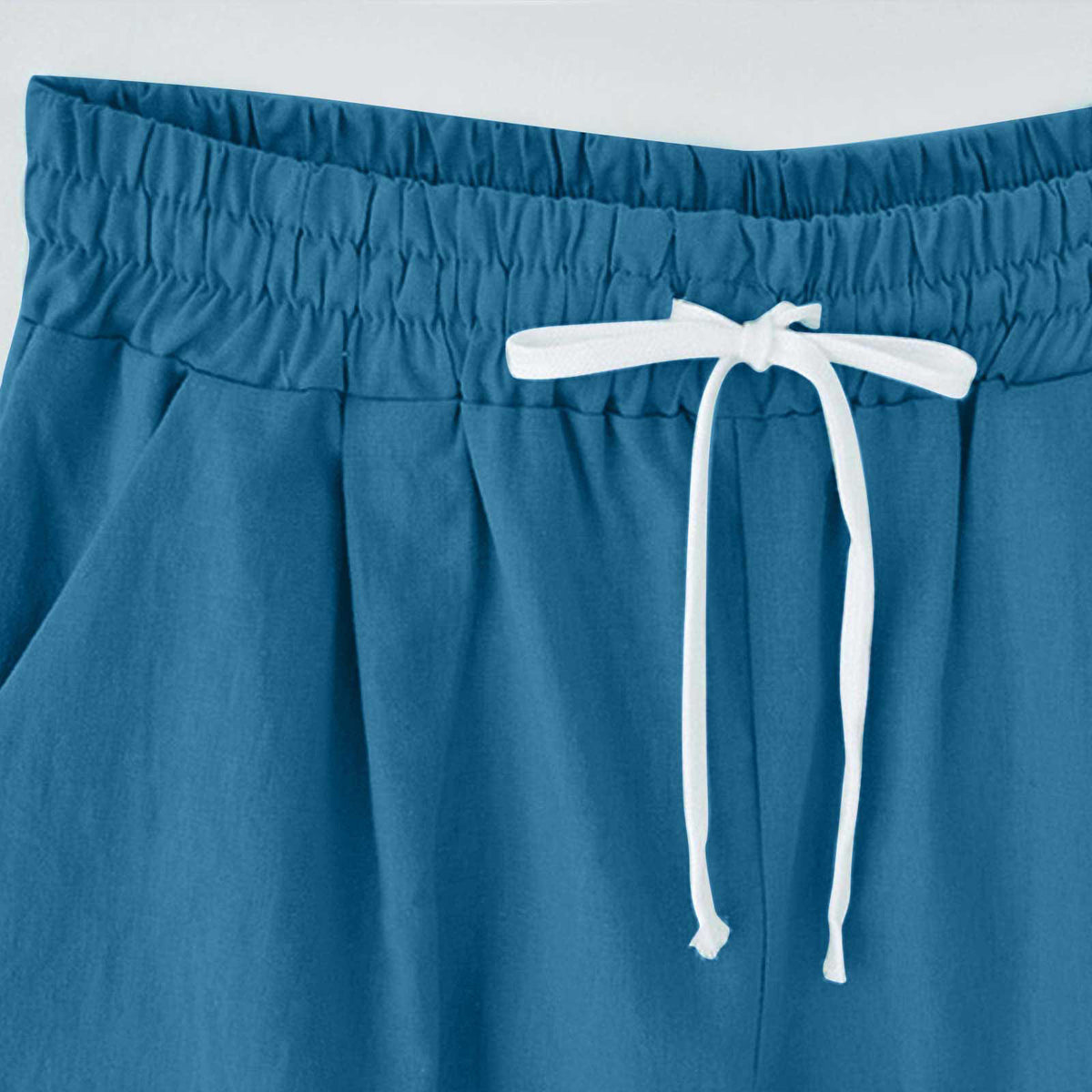 Cross-border European and American women's clothing Amazon independent station women's cotton and linen solid color pocket tether cropped pants casual pants in stock