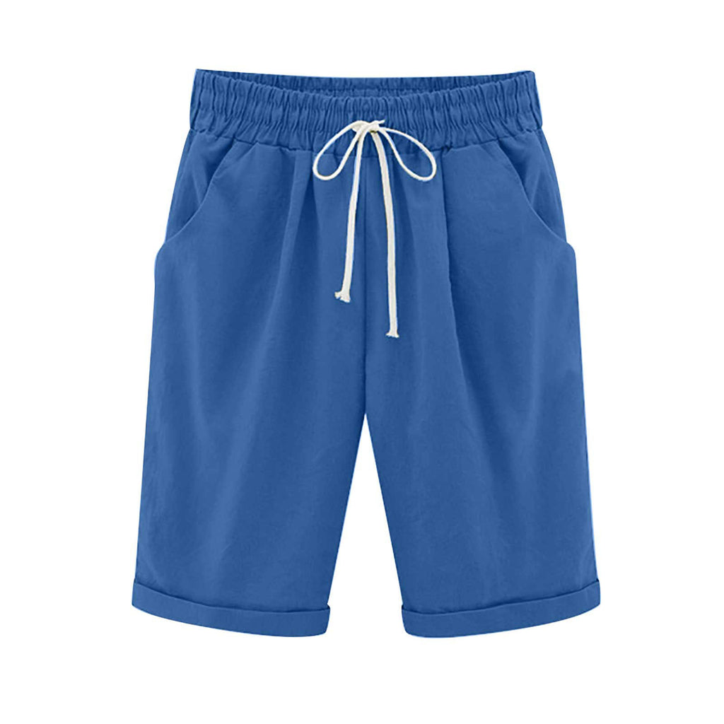 Cross-border European and American women's clothing Amazon independent station women's cotton and linen solid color pocket tether cropped pants casual pants in stock
