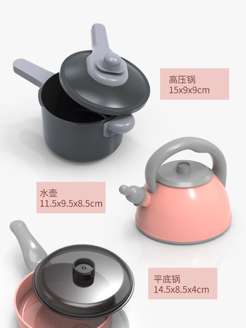 Cross-border simulation kitchenette cooking kitchenware suit fruit cutting music girls play house toys induction cooker cooking
