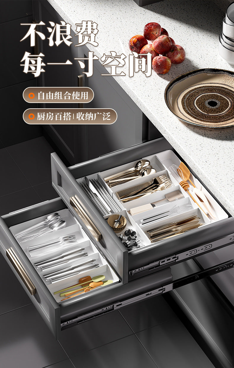 Kitchen Drawer Partition Tableware Storage Box Knife and Fork Chopsticks Storage Rack Kitchenware Storage Household Cabinet Built-in Partition