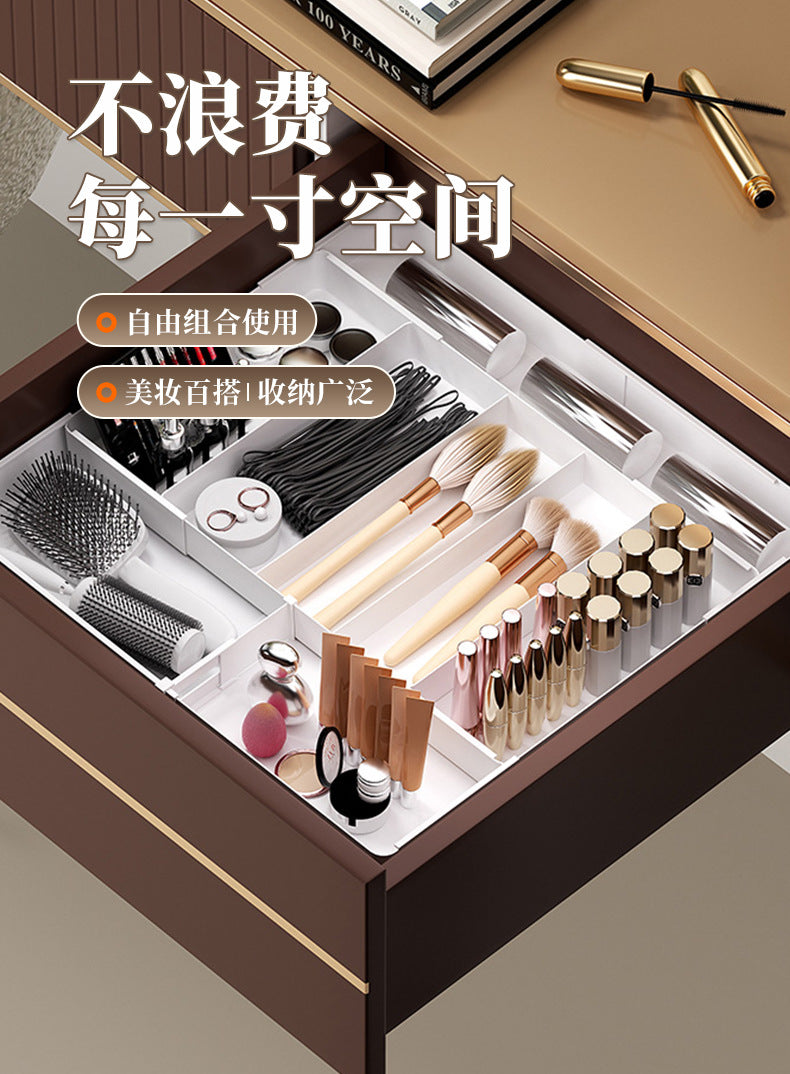 Drawer Storage Box Retractable Cosmetics Sundries Sorting Box Cabinet Partitioned Box Kitchen Tableware Desktop