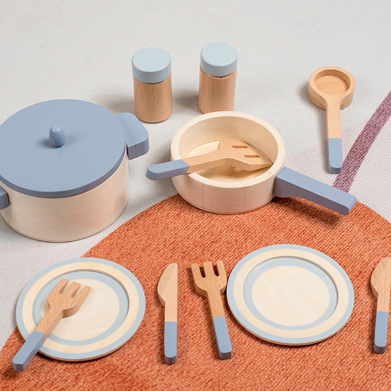 Cross-border New Products Wooden Children's Play-house Simulation Kitchen Toy Set Cooking Rice Cooking Kindergarten Interactive Toys