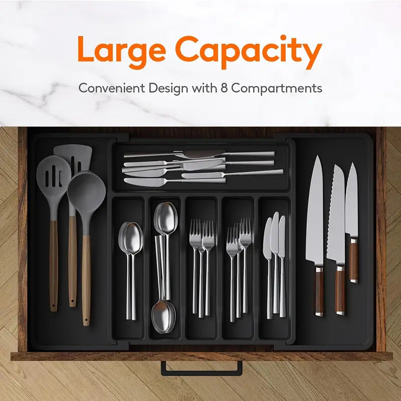 TEMU Cross-border New Expandable Utensil Tray Extended Tableware Storage Box Home Amazon