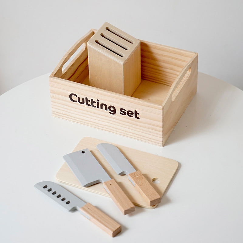 Export Nordic children's simulation food solid wood toys kitchen kitchenware magnet fruit and vegetable cutting toys