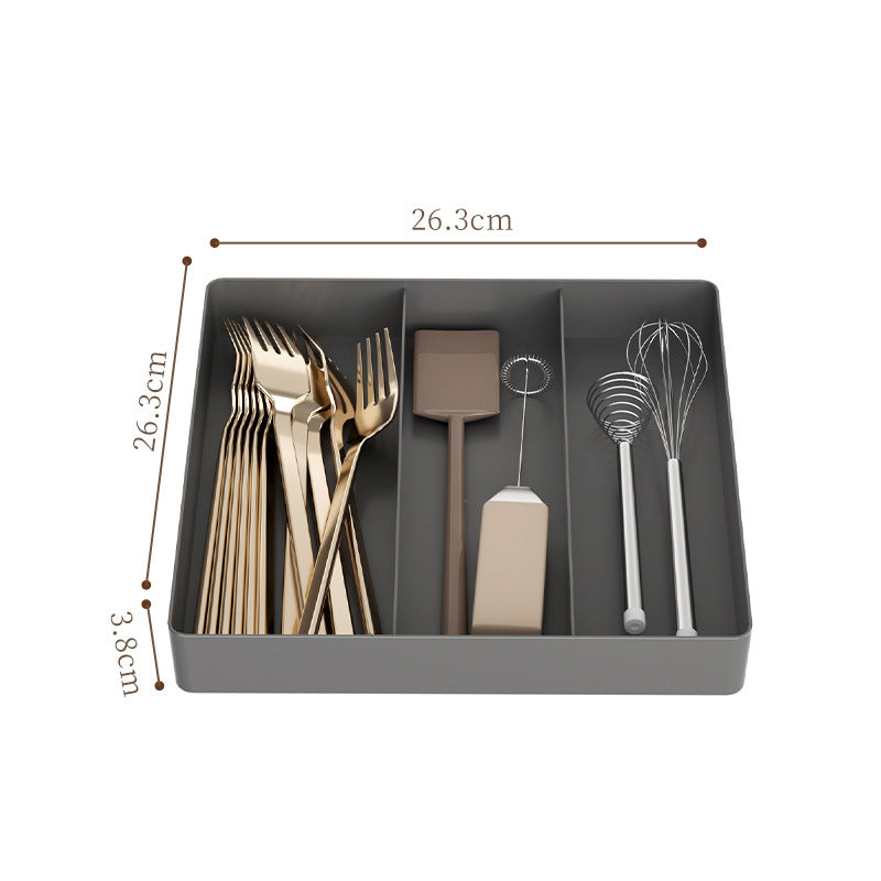Drawer Storage Box Retractable Cosmetics Sundries Sorting Box Cabinet Partitioned Box Kitchen Tableware Desktop