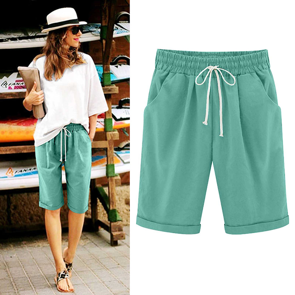 Cross-border European and American women's clothing Amazon independent station women's cotton and linen solid color pocket tether cropped pants casual pants in stock