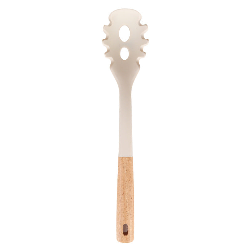 Wooden Handle Silicone Kitchen Utensil Set, Non-Stick Pan, Silicone Spatula, Soup Spoon, High Temperature Resistant Silicone Cooking Spatula, Daily Kitchen Utensils