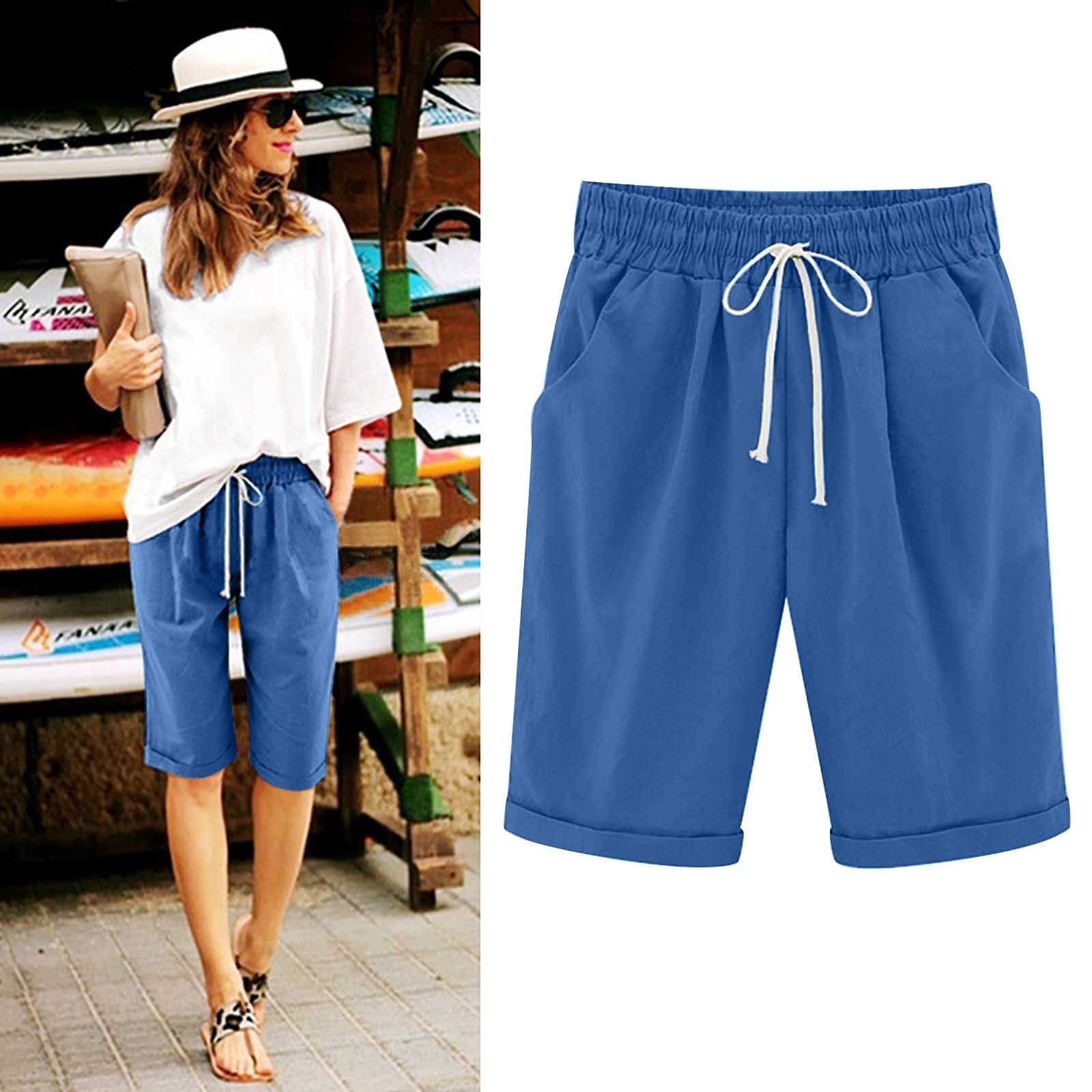 Cross-border European and American women's clothing Amazon independent station women's cotton and linen solid color pocket tether cropped pants casual pants in stock