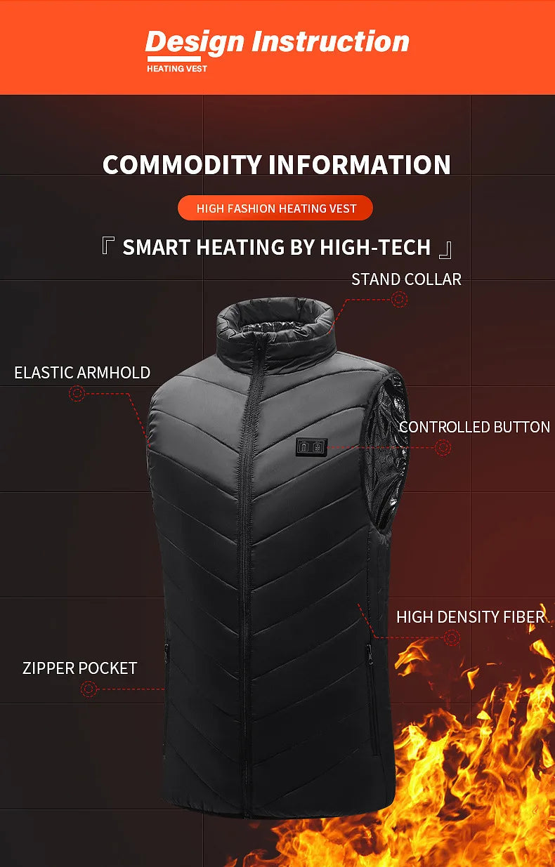 21 Heated Vest Zones Electric Heated Jackets Men Women Sportswear Heated Coat Graphene Heat Coat USB Heating Jacket For Camping
