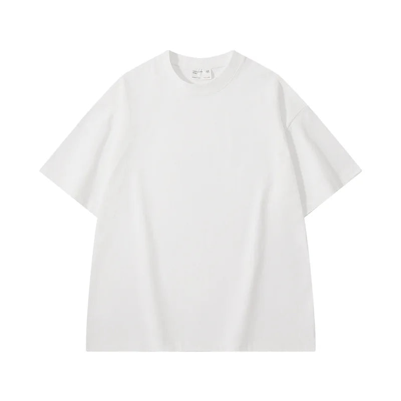 Sycpman 300grams 10.58oz Oversized Loose Heavy Weight Cotton Solid Color Drop Shoulder Short Sleeve T-shirt Men for Summer