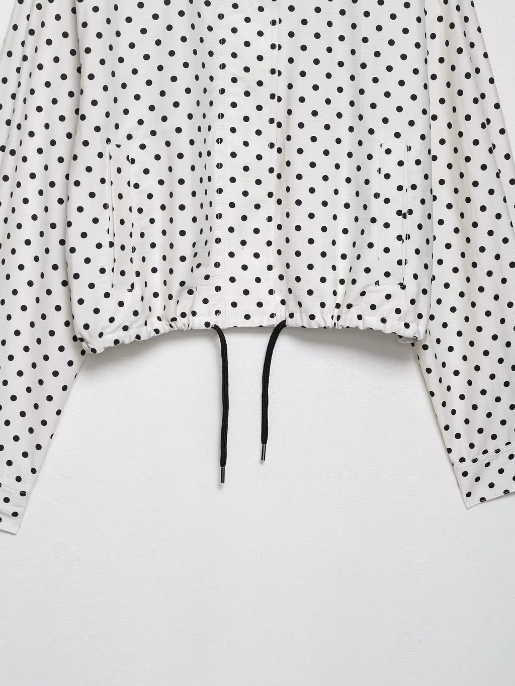 HH Fashion Women's Polka Dot Print Short Coats Autumn Long Sleeves Turtleneck Zipper With Pockets Drawstring Casual Jacket