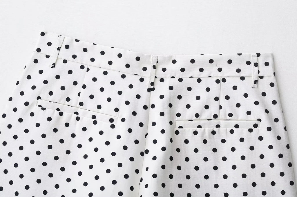 HH Fashion Women's Polka Dot Print Short Coats Autumn Long Sleeves Turtleneck Zipper With Pockets Drawstring Casual Jacket