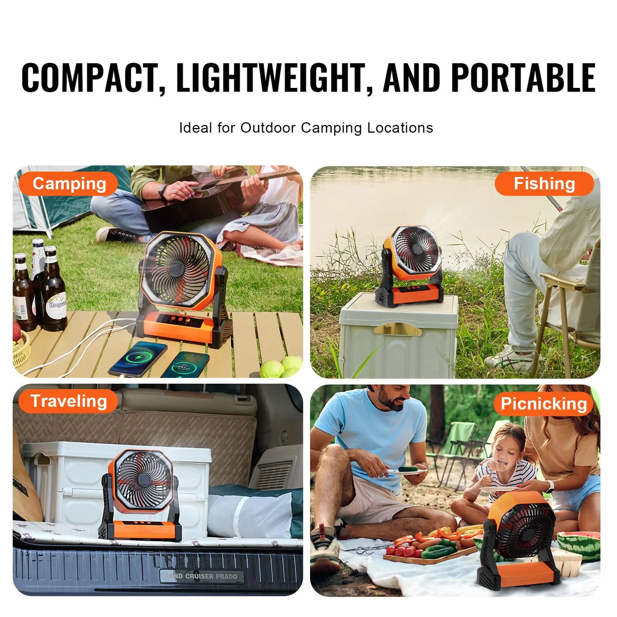 8-Inch Portable LED Lantern Fan Rechargeable Battery Powered 4 Speeds Adjustable Personal Table Fan with Touch Control AU Plug