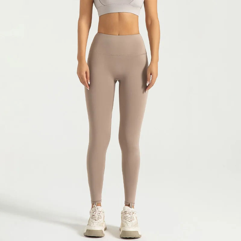 Black Leggings for Women with No T-line High-waisted Hip Lift Yoga Pants with Abdominal Compression and Nude Running Leggings